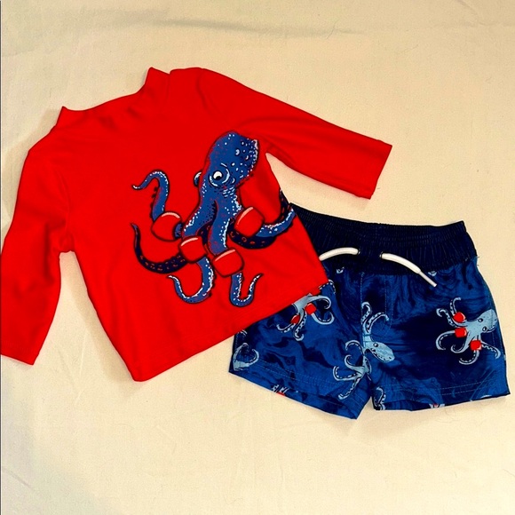 Octopus Print Kids Swim Set - Picture 1 of 3